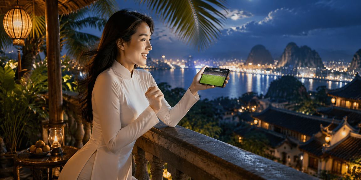 Phong cảnh Ninh Bình với trang phục áo dài truyền thống và không khí cá cược thể thao sôi động